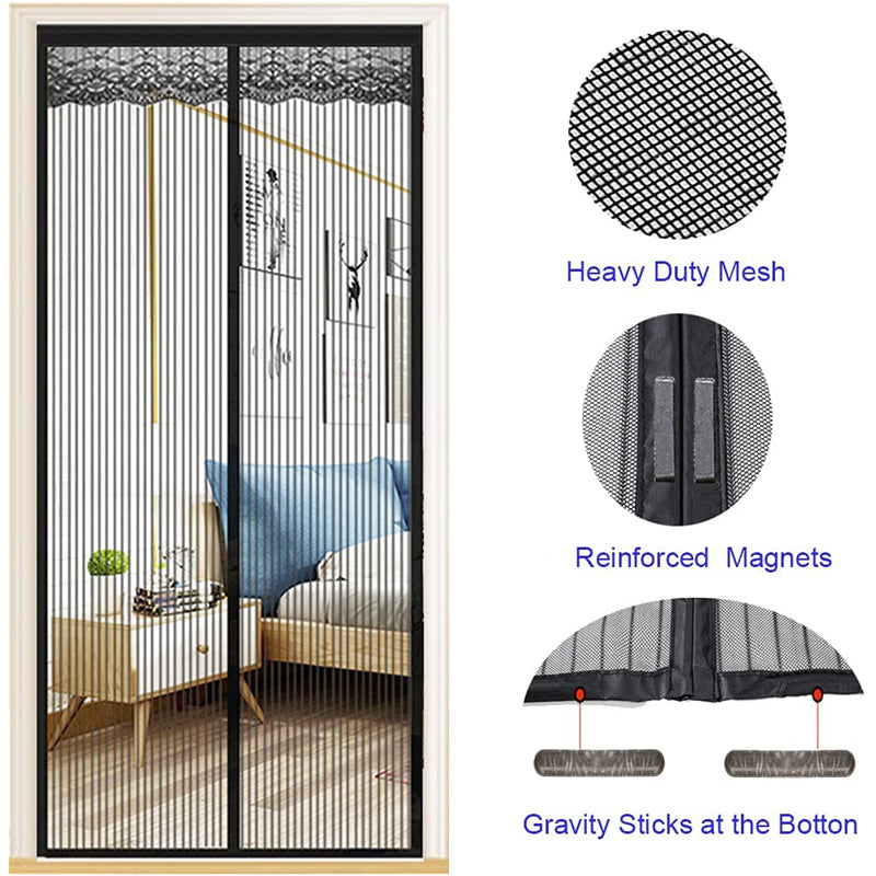 Magnetic Screen Door, Fly Screen for Patio Doors Black