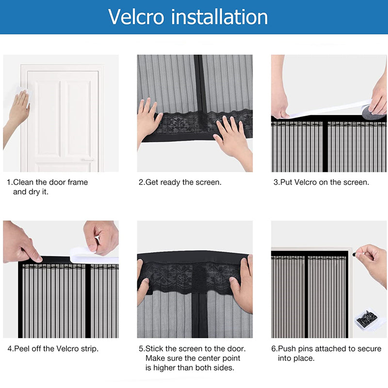 Magnetic Screen Door, Fly Screen for Patio Doors Black