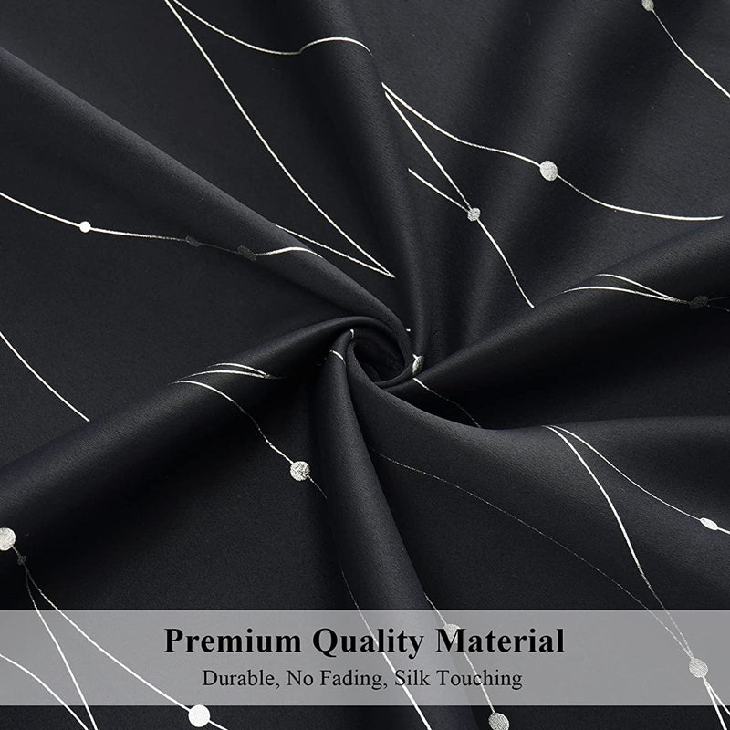 2 Pcs Silver Print Blackout Curtains