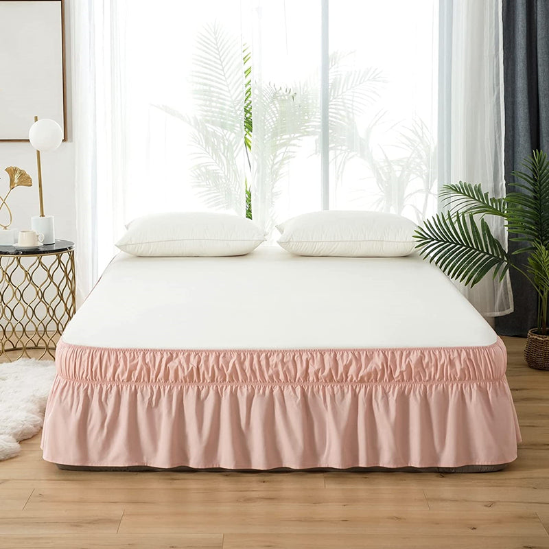 Ruffled Bed Skirt with Elastic Belt, 15-inches Drop