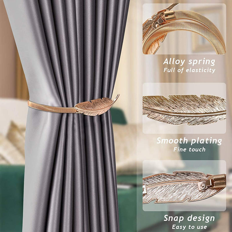 2 Pack Spring Curtain Tiebacks for Thin&Thick Drapery