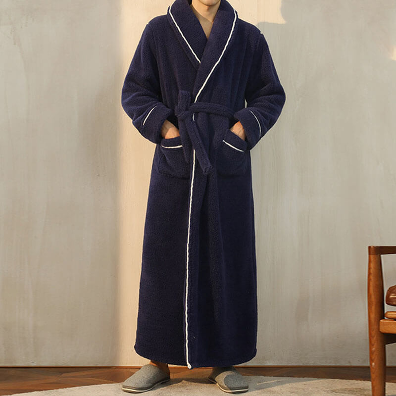 Super Soft Thicken Flannel Bathrobe for Women & Men