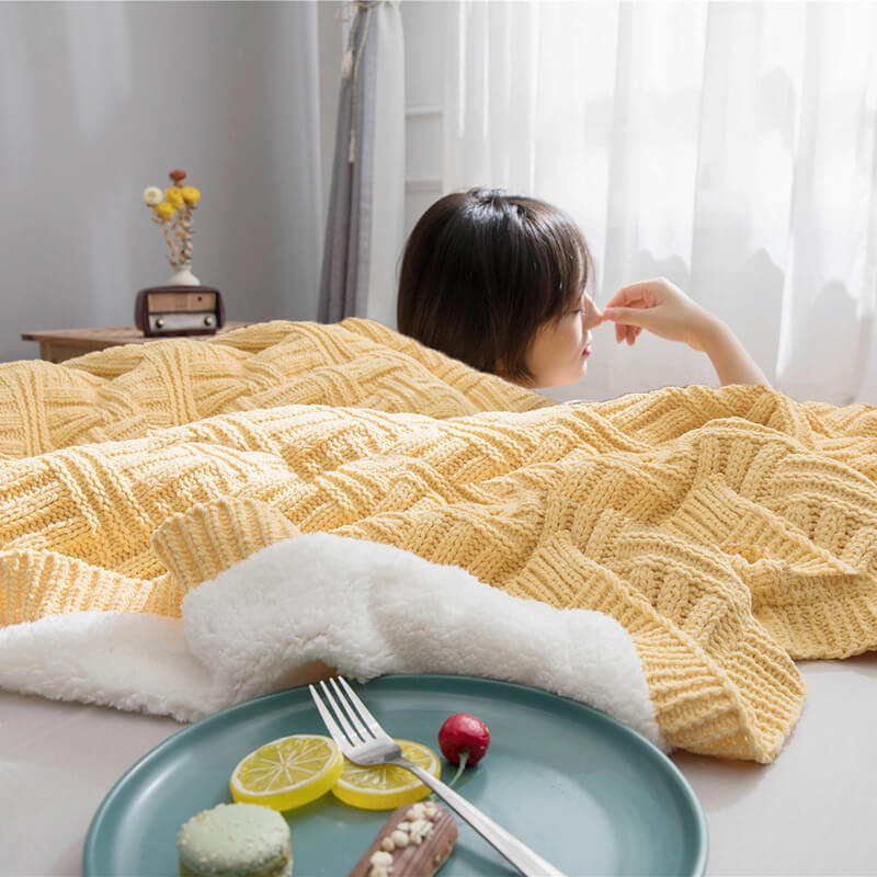 Double Layer Thicken Warm Knit Wool Blanket