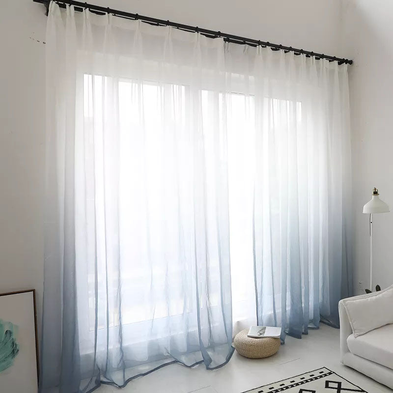 2 Panels Gradient Color Linen Voile Curtains with Hook