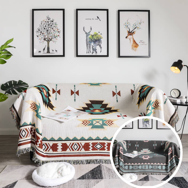 Boho Woven Reversible Throw Blankets