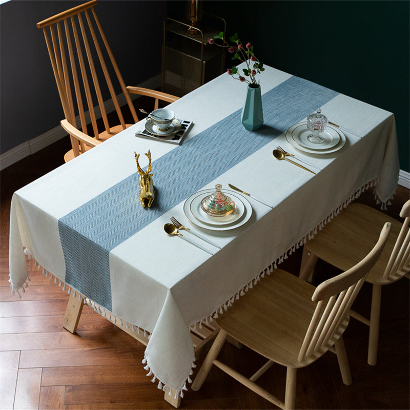 Cotton Linen Tassel Tablecloth