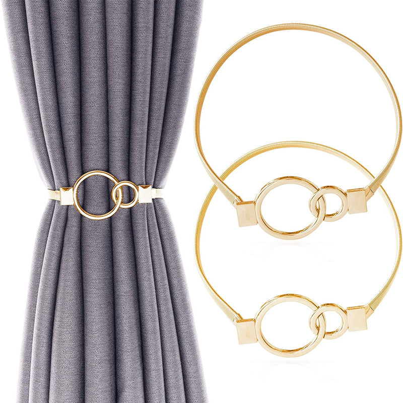 2 Pack Spring Curtain Tiebacks for Thin&Thick Drapery