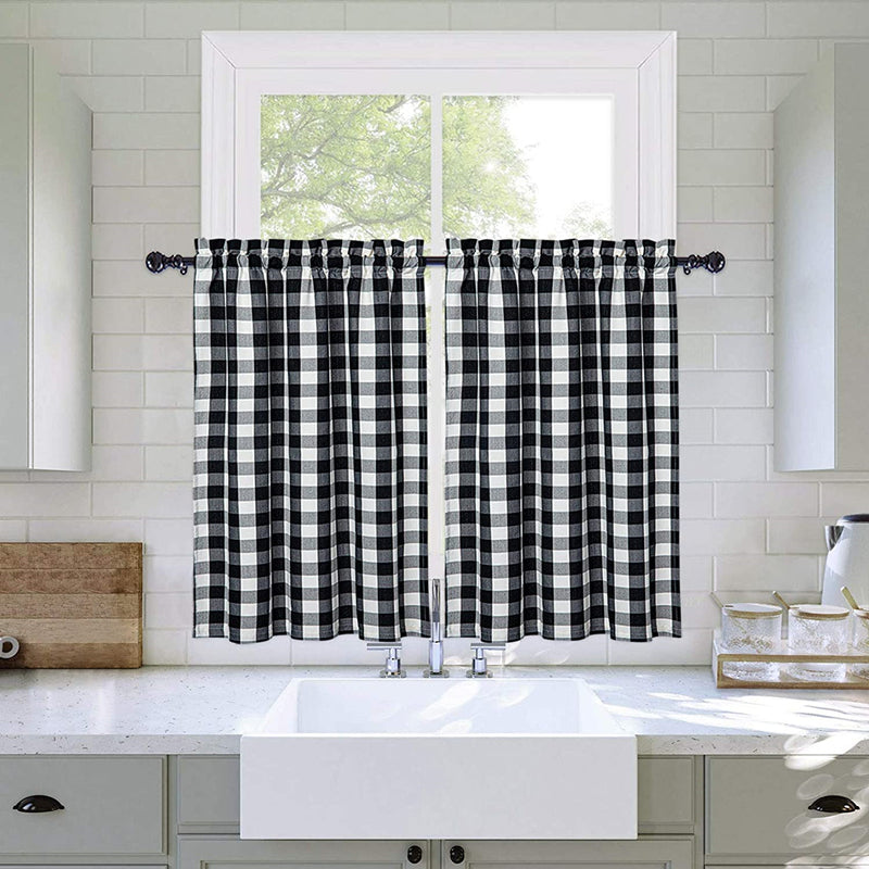 Grid Window Valances for Kitchen Farmhouse Design
