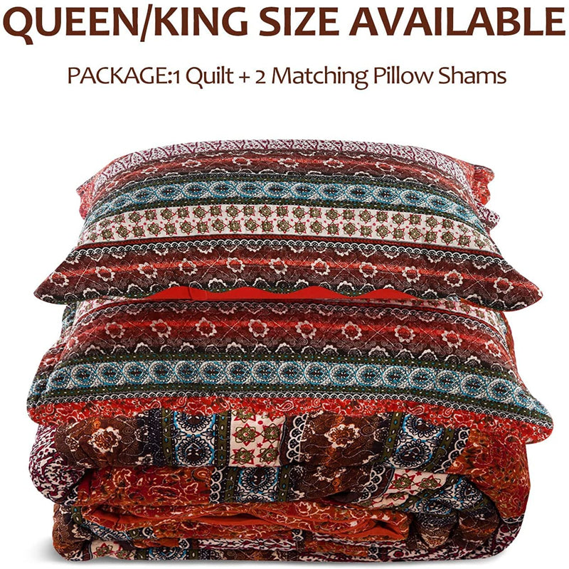 3Pcs Cotton Thicken Quilted Bedspread Warm