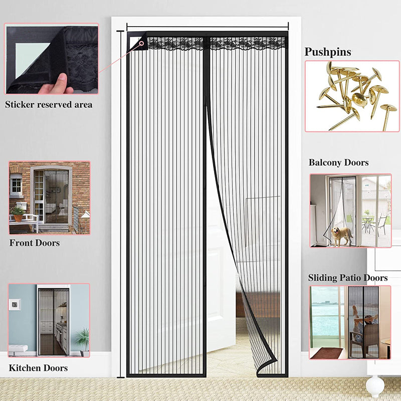 Magnetic Screen Door, Fly Screen for Patio Doors Black