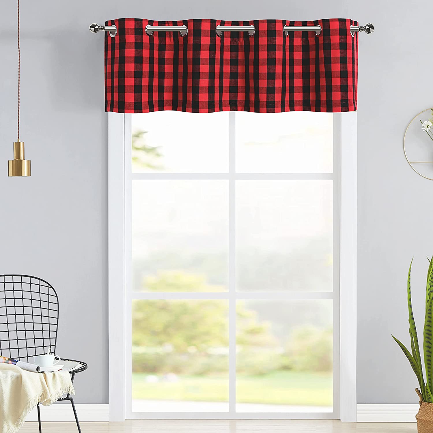 Grid Window Valances for Kitchen Farmhouse Design
