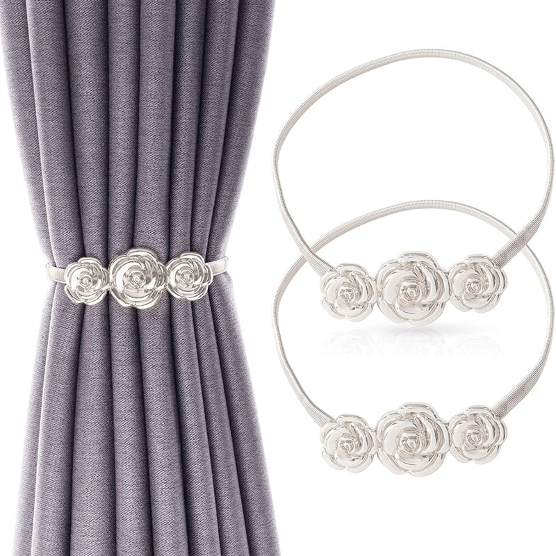 2 Pack Spring Curtain Tiebacks for Thin&Thick Drapery