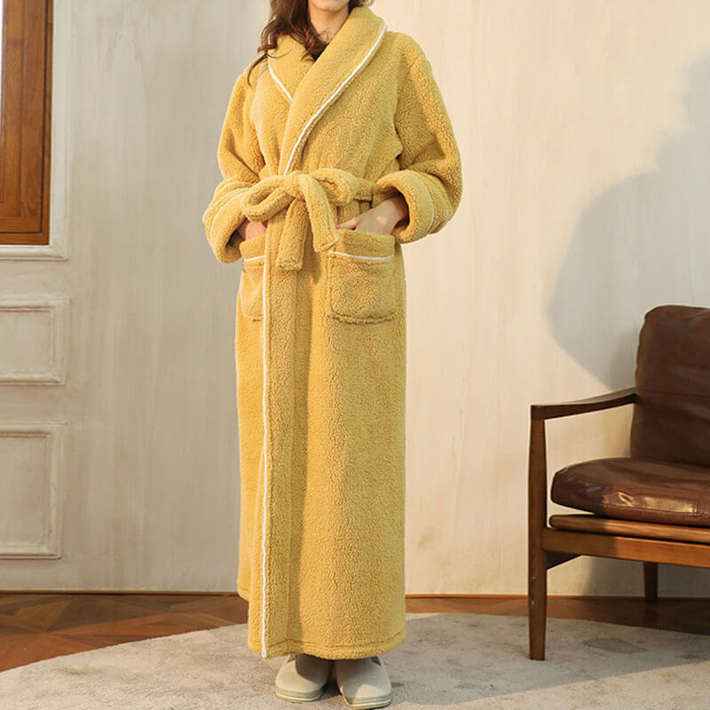 Super Soft Thicken Flannel Bathrobe for Women & Men