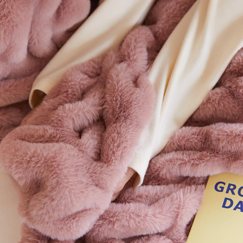 Furry Ruched Faux Fur Throws for Bed