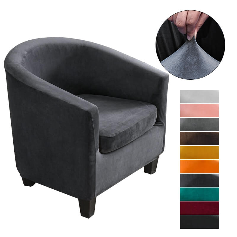 2 Piece Velvet Club Chair Covers, Soft Stretch Tub Chair Slipcover