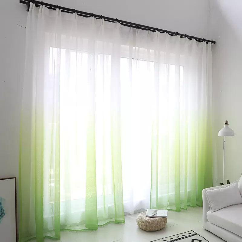 2 Panels Gradient Color Linen Voile Curtains with Hook