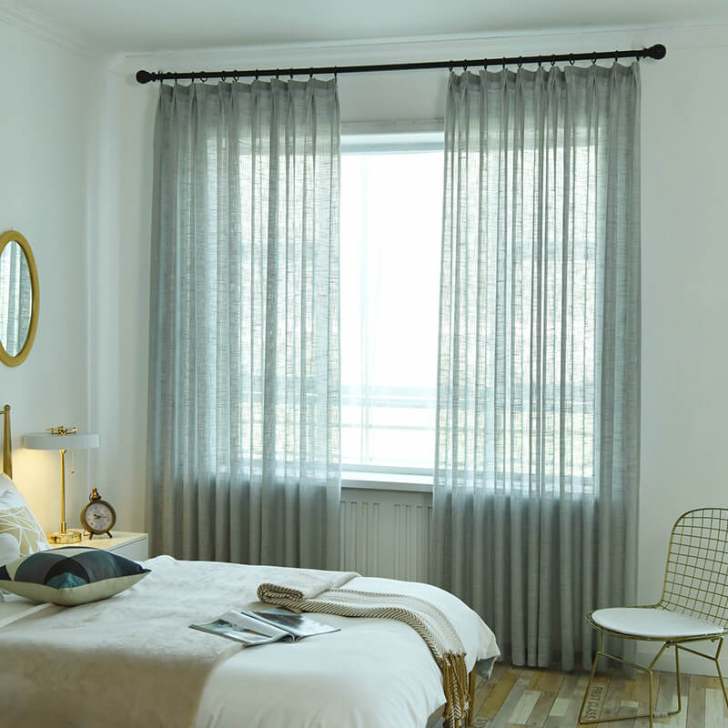 Soild Color Linen Voile Curtains Panles