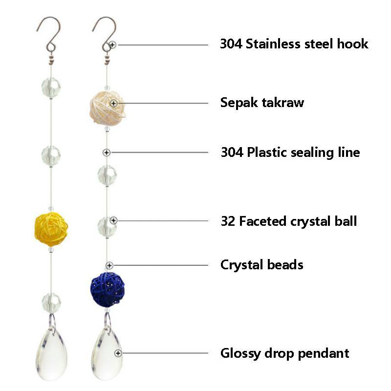Crystal Glass Beaded Door Curtain with Adjustable Hook