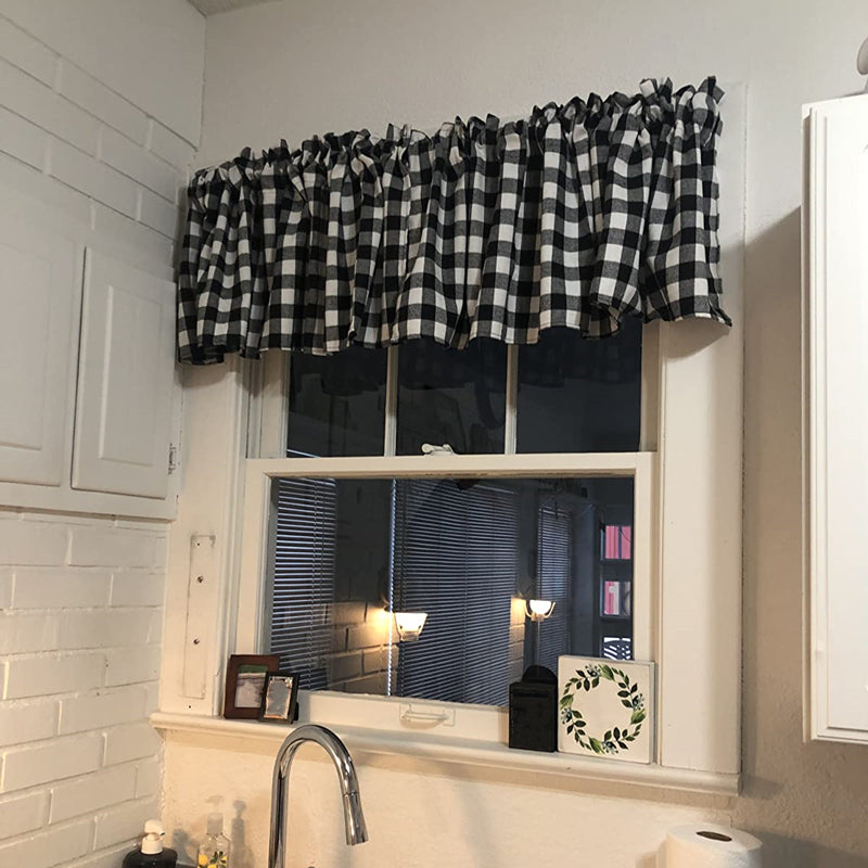 Grid Window Valances for Kitchen Farmhouse Design