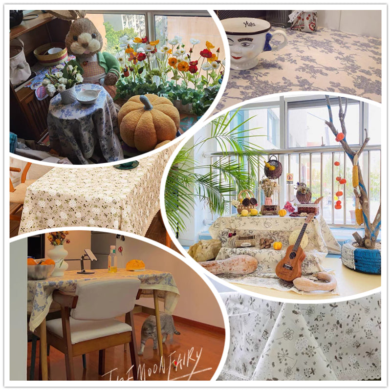 Vintage Flower Tablecloth with Tassels