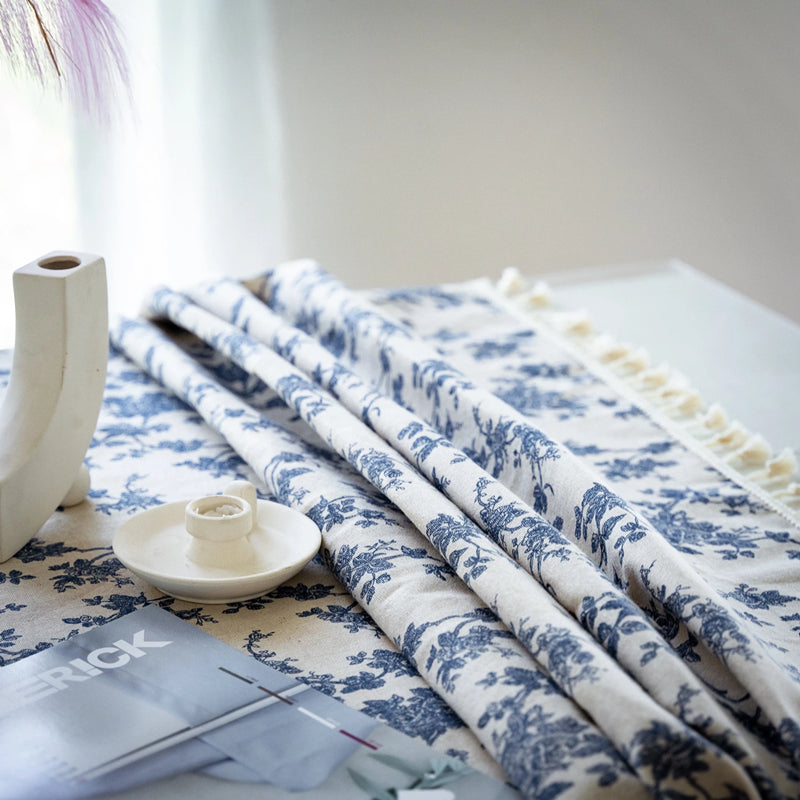 Vintage Flower Tablecloth with Tassels