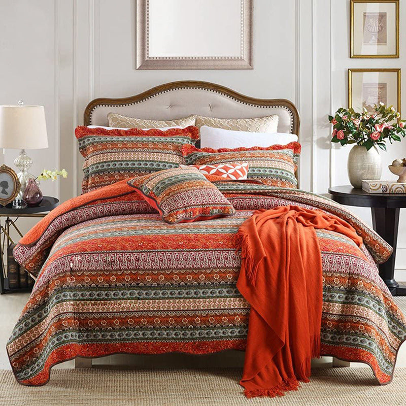 3Pcs Cotton Thicken Quilted Bedspread Warm
