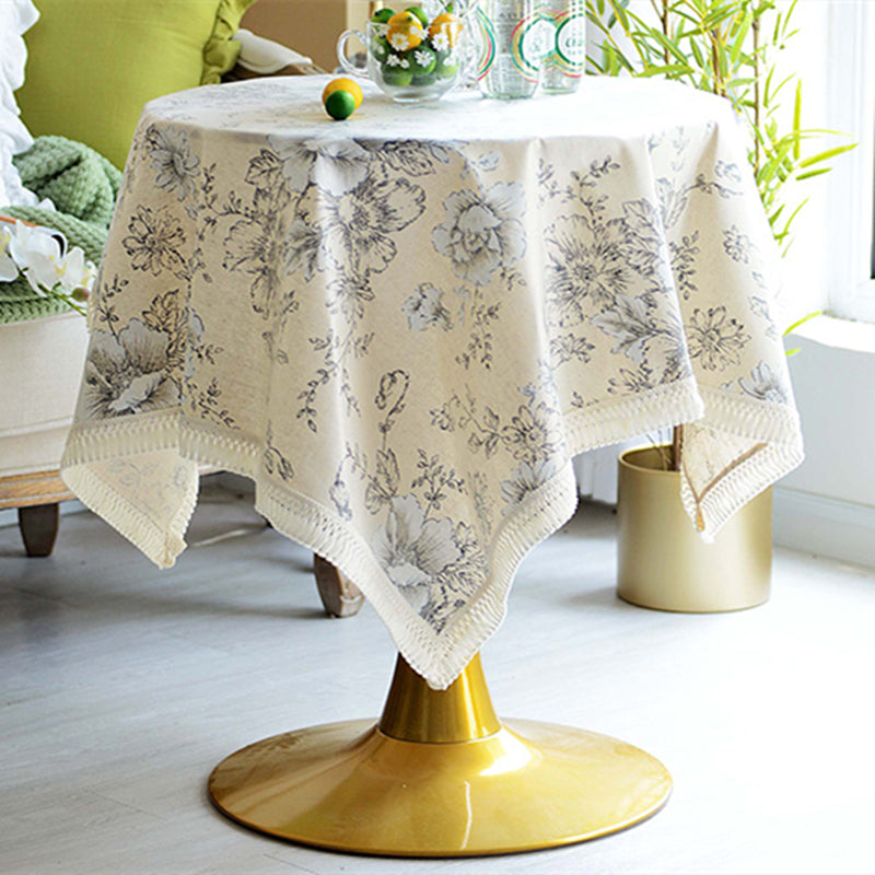 Vintage Flower Tablecloth with Tassels