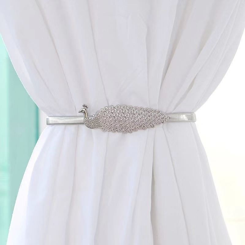 2 Pack Spring Curtain Tiebacks for Thin&Thick Drapery