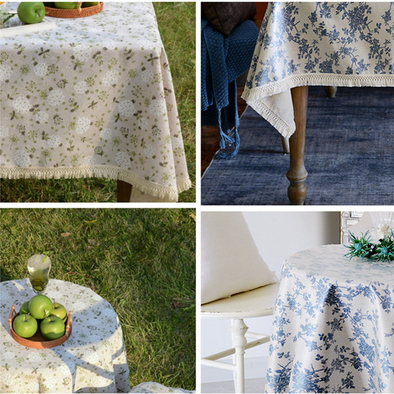 Vintage Flower Tablecloth with Tassels