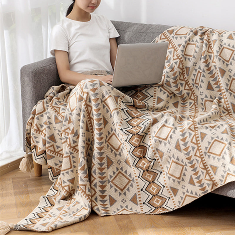 Bohemian Style Blanket With Tassels, Soft Keep Warm