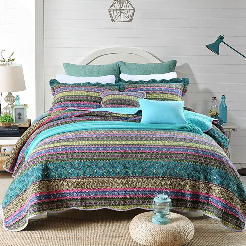 3Pcs Cotton Thicken Quilted Bedspread Warm