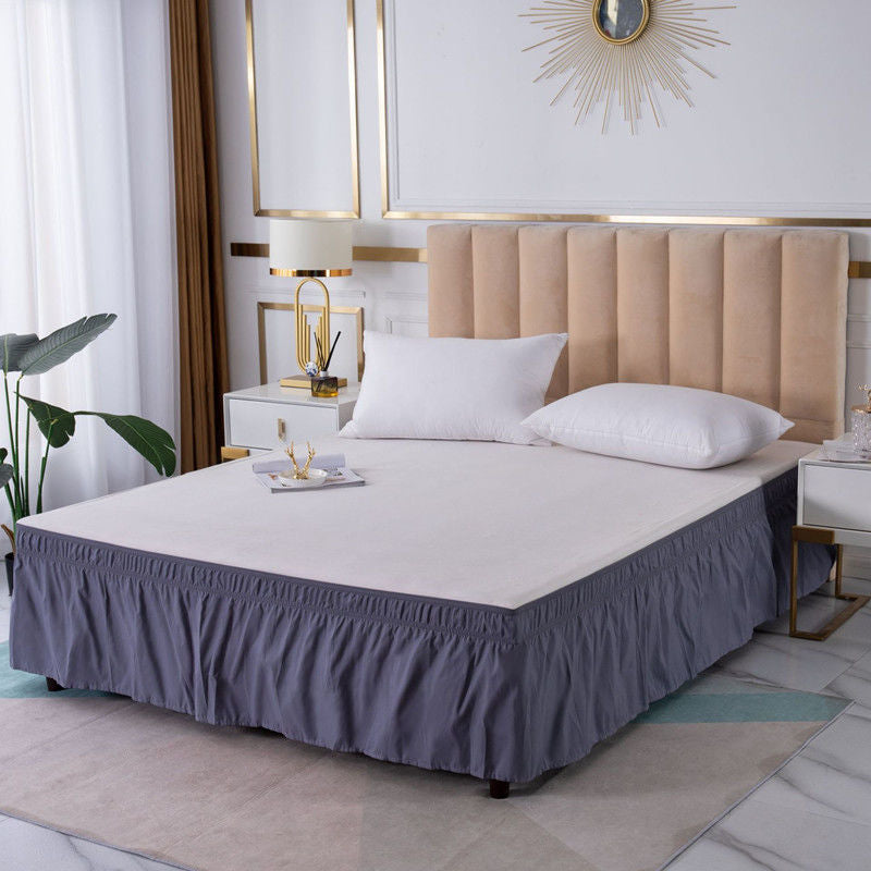 Ruffled Bed Skirt with Elastic Belt, 15-inches Drop
