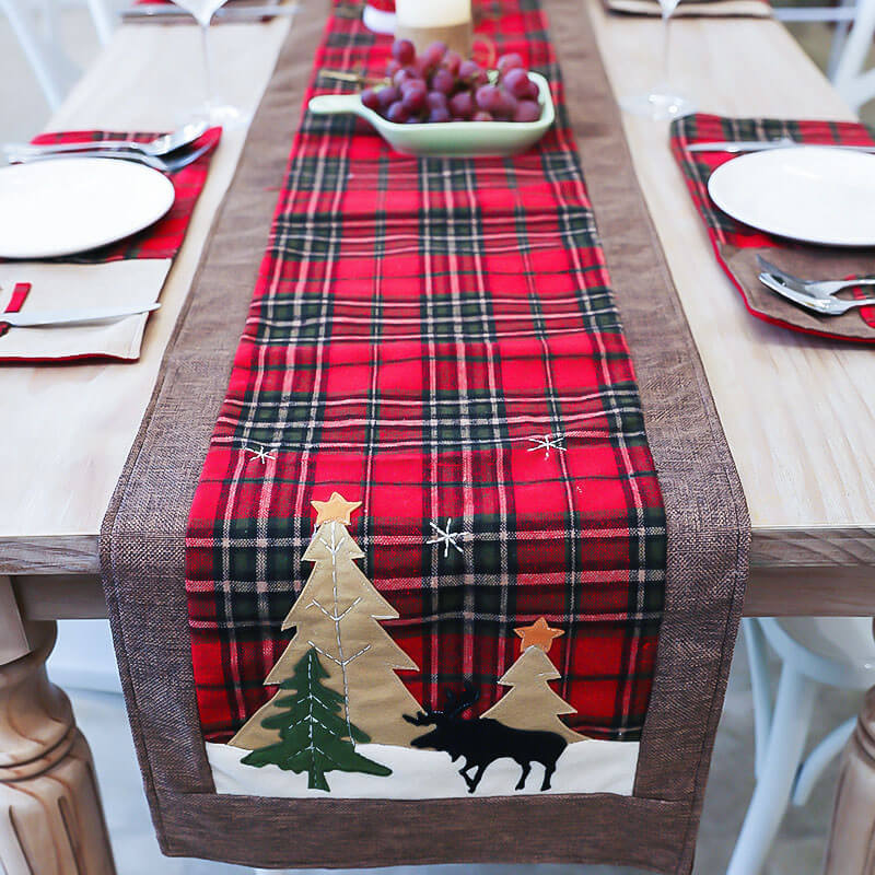 Chenille Christmas Table Runner with Beads and Tassels