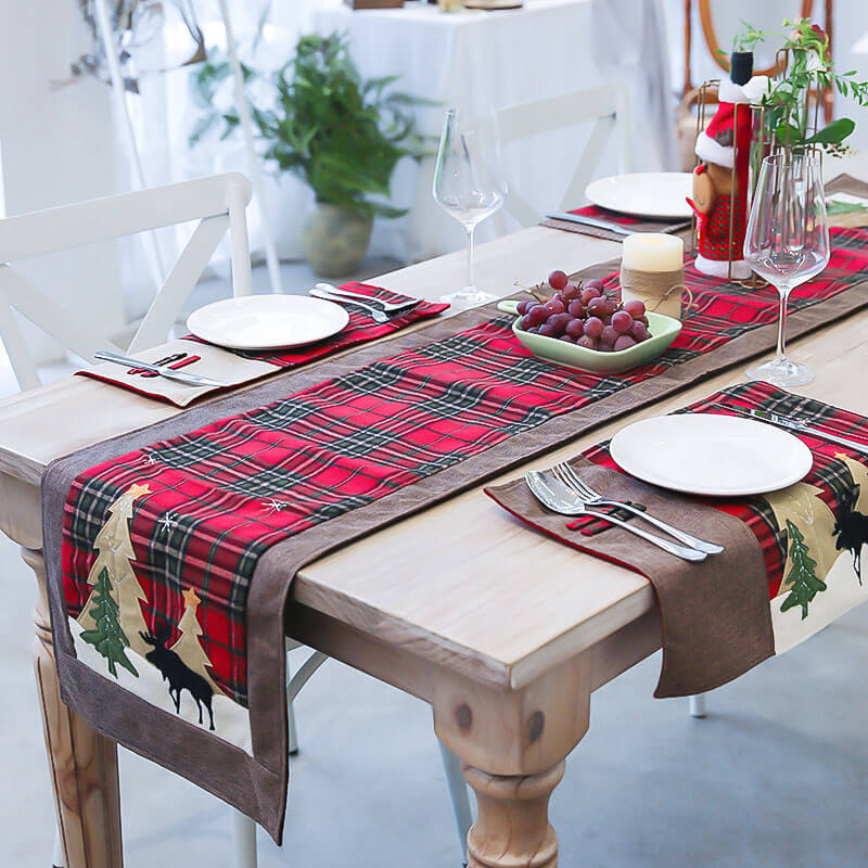 Chenille Christmas Table Runner with Beads and Tassels