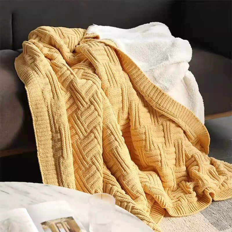 Double Layer Thicken Warm Knit Wool Blanket