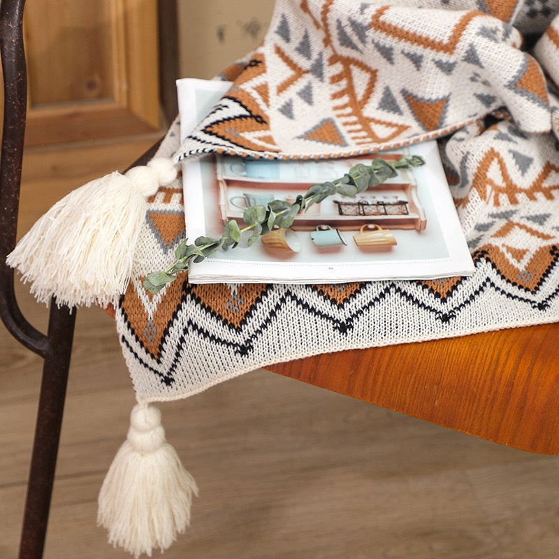 Bohemian Style Blanket With Tassels, Soft Keep Warm