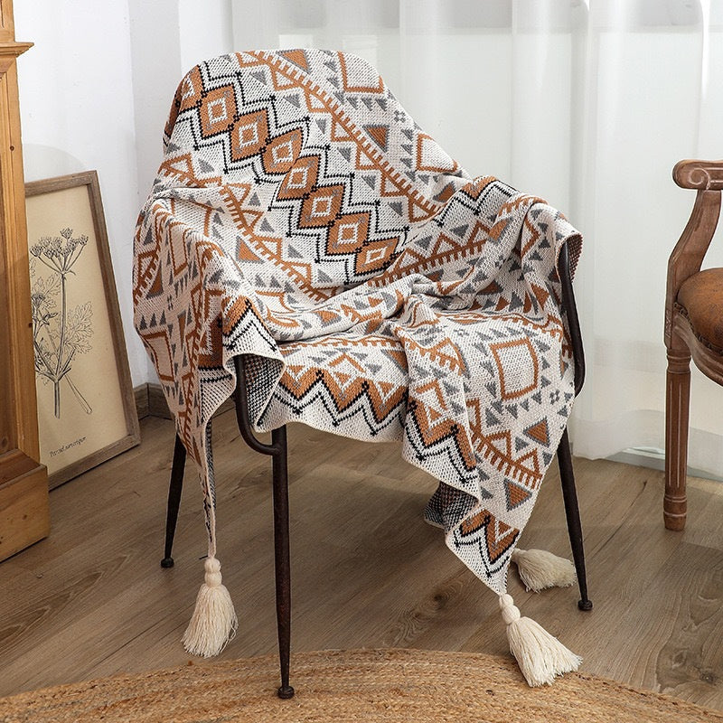 Bohemian Style Blanket With Tassels, Soft Keep Warm