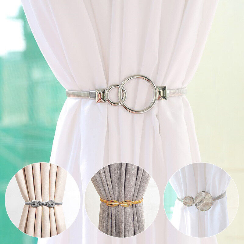 2 Pack Spring Curtain Tiebacks for Thin&Thick Drapery