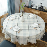 Load image into Gallery viewer, Plaid Round Tablecloth with Tassel