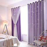 Load image into Gallery viewer, Double Layer Hollow Star Blackout Curtains With Sheer Drapes - 2 Panels