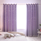 Load image into Gallery viewer, Double Layer Hollow Star Blackout Curtains With Sheer Drapes - 2 Panels