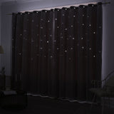 Load image into Gallery viewer, Double Layer Hollow Star Blackout Curtains With Sheer Drapes - 2 Panels