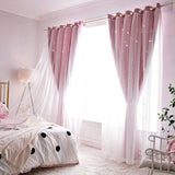 Load image into Gallery viewer, Double Layer Hollow Star Blackout Curtains With Sheer Drapes - 2 Panels