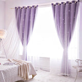 Load image into Gallery viewer, Double Layer Hollow Star Blackout Curtains With Sheer Drapes - 2 Panels