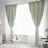 Load image into Gallery viewer, Double Layer Hollow Star Blackout Curtains With Sheer Drapes - 2 Panels