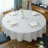 Load image into Gallery viewer, Plaid Round Tablecloth with Tassel