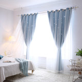 Load image into Gallery viewer, Double Layer Hollow Star Blackout Curtains With Sheer Drapes - 2 Panels