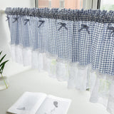 Load image into Gallery viewer, Plaid Lace Short Window Curtain for Bedroom Kitchen