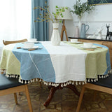 Load image into Gallery viewer, Plaid Round Tablecloth with Tassel