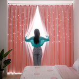 Load image into Gallery viewer, Double Layer Hollow Star Blackout Curtains With Sheer Drapes - 2 Panels